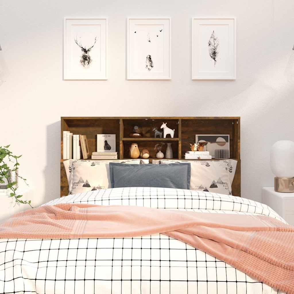 vidaXL Headboard Cabinet | Smoked Oak | Engineered Wood | 120 cm wide 3