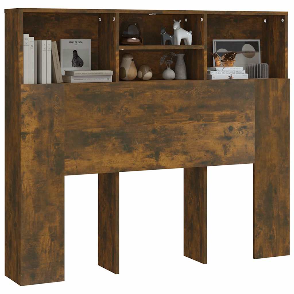 vidaXL Headboard Cabinet | Smoked Oak | Engineered Wood | 120 cm wide 4