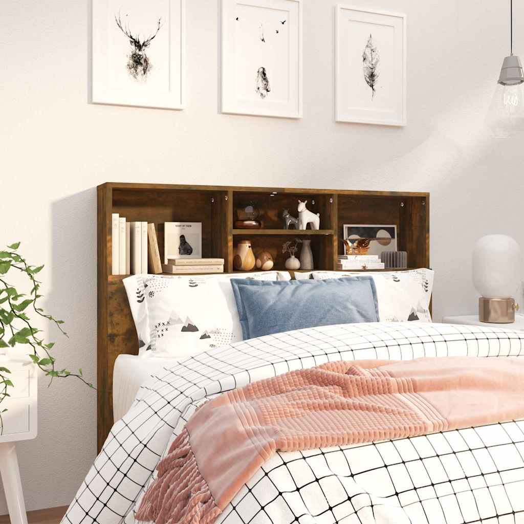 vidaXL Headboard Cabinet | Smoked Oak | Engineered Wood | 120 cm wide 1