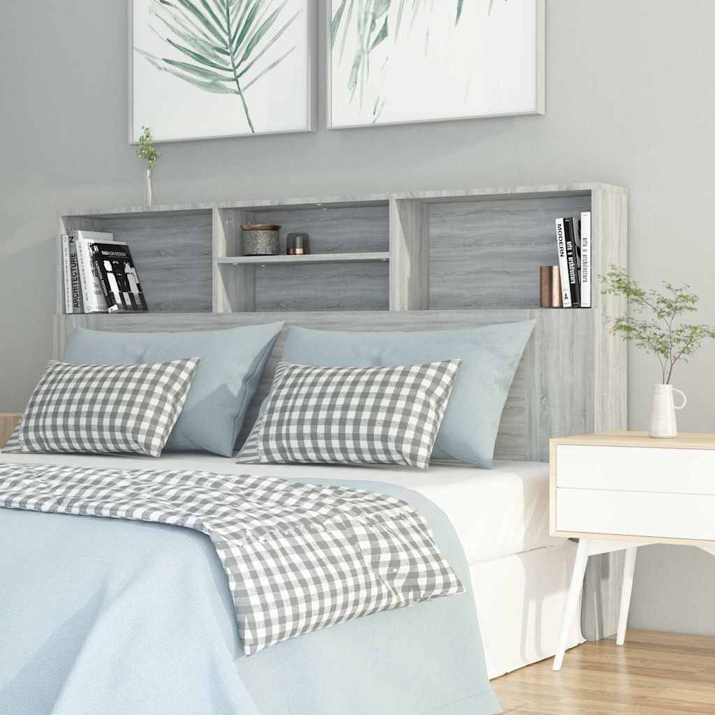 Headboard Cabinet 160x19x103.5 cm Grey sonoma