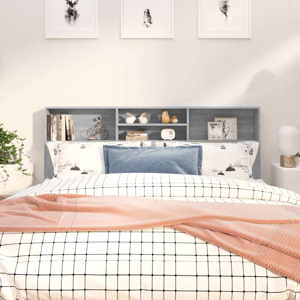 Headboard Cabinet 180x19x103.5 cm Grey sonoma