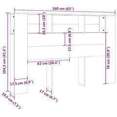 vidaXL Headboard Cabinet Smoked Oak 160x18.5x104.5 cm 6