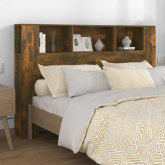 vidaXL Headboard Cabinet Smoked Oak 160x18.5x104.5 cm 1