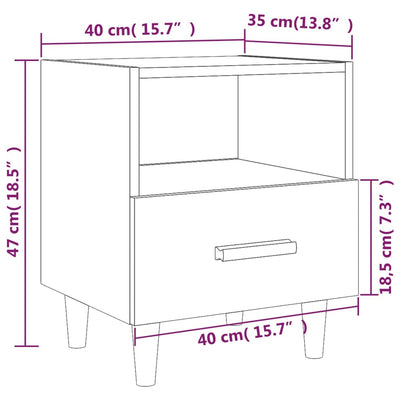 Bedside Cabinet White 40x35x47 cm