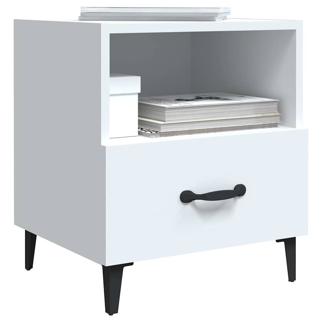 vidaXL Bedside Cabinet White Engineered Wood 6