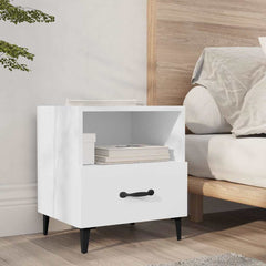 vidaXL Bedside Cabinet White Engineered Wood 1