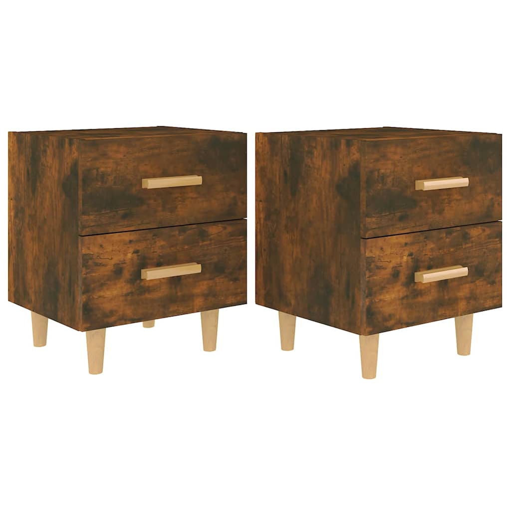 vidaXL Bed Cabinet | Set of 2 | Smoked Oak 2