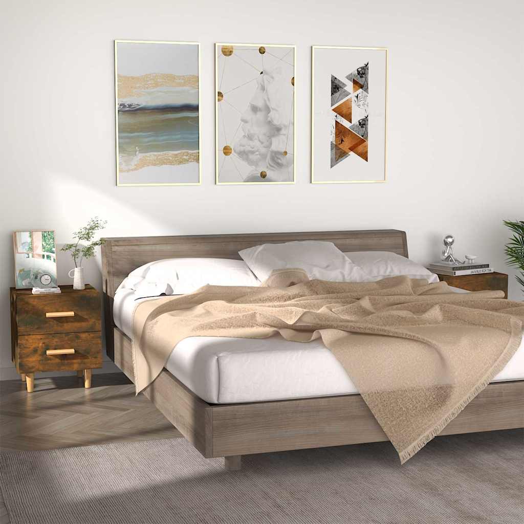 vidaXL Bed Cabinet | Set of 2 | Smoked Oak 1