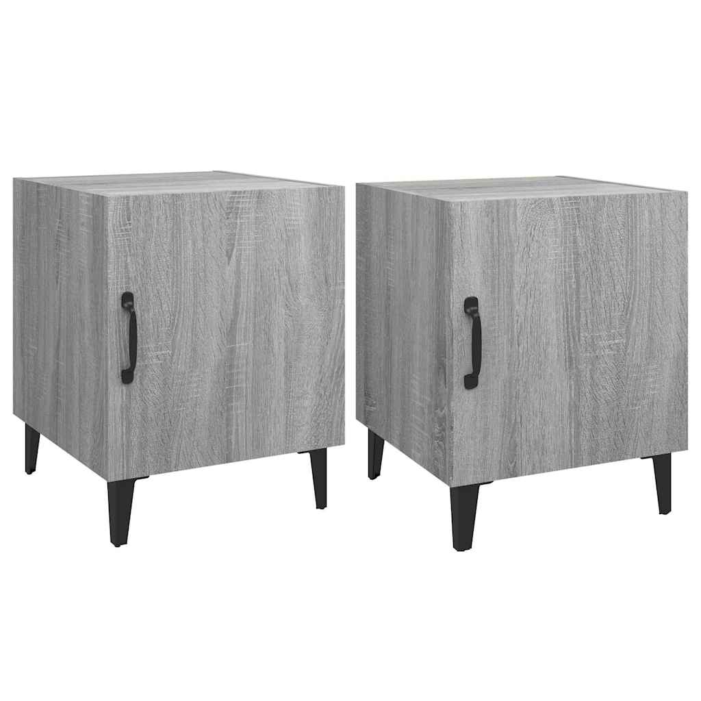 vidaXL Bedside Cabinet | Set of 2 | Grey Sonoma | Engineered wood, metal 2