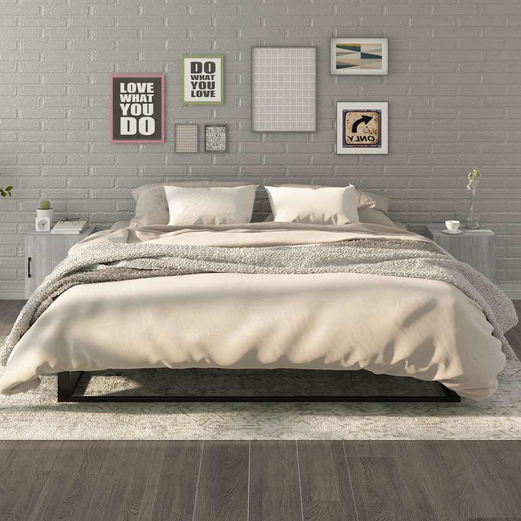 vidaXL Bedside Cabinet | Set of 2 | Grey Sonoma | Engineered wood, metal 1