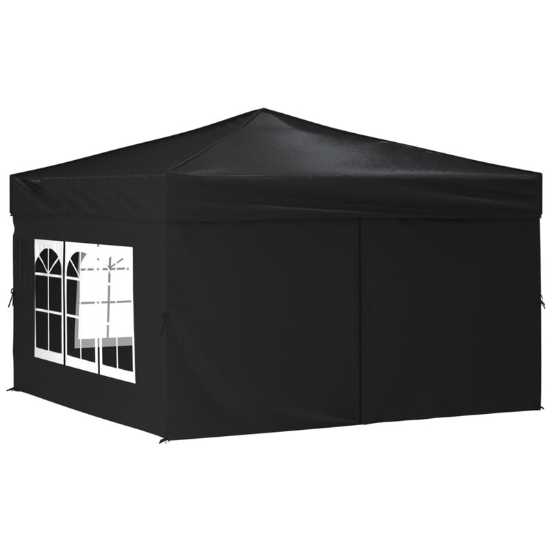 Folding Party Tent with Sidewalls Black 3x3 m