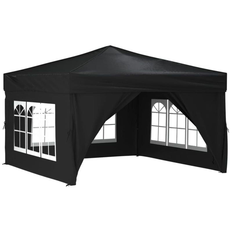 Folding Party Tent with Sidewalls Black 3x3 m