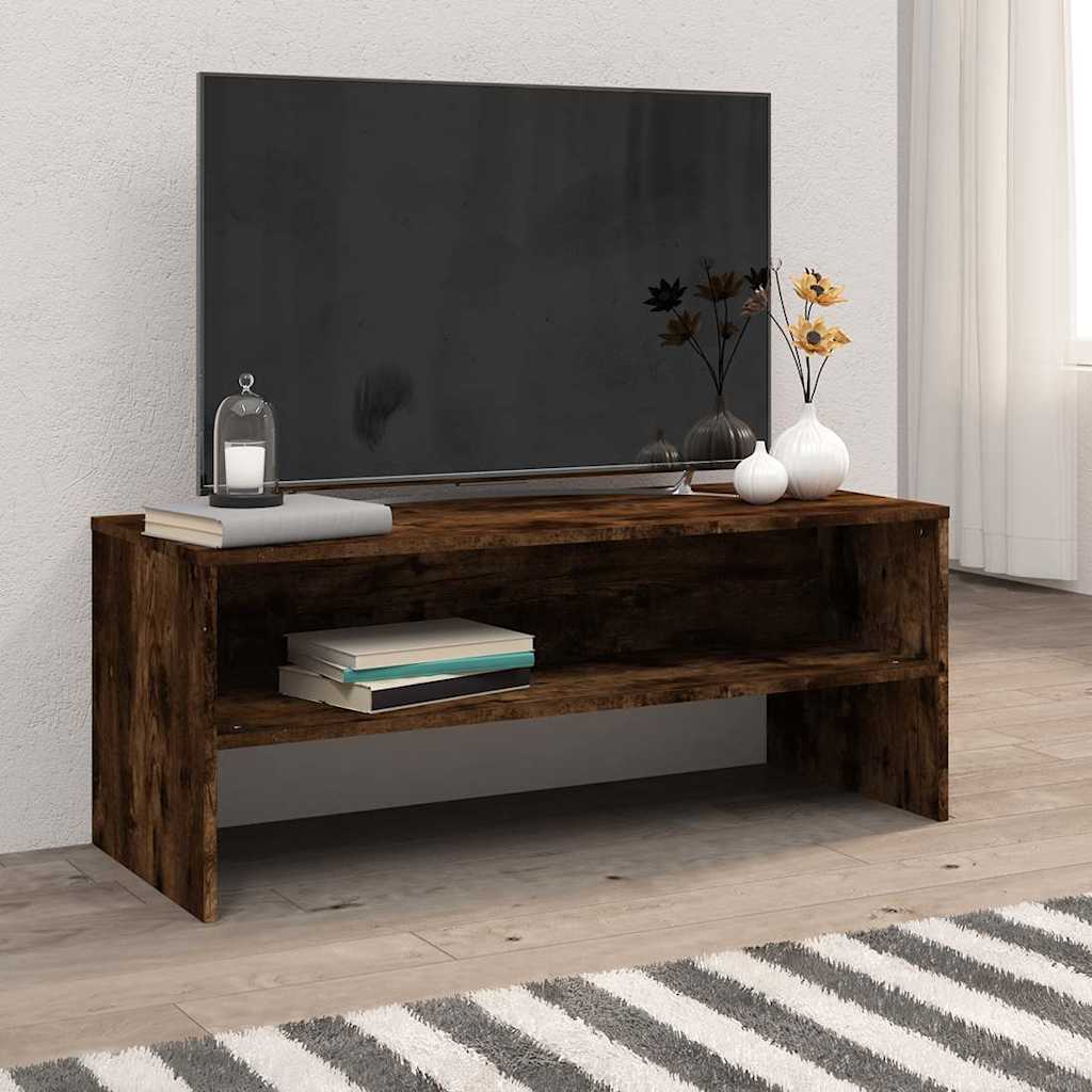 vidaXL TV Cabinet Smoked Oak 100x40x40 cm Engineered Wood 1