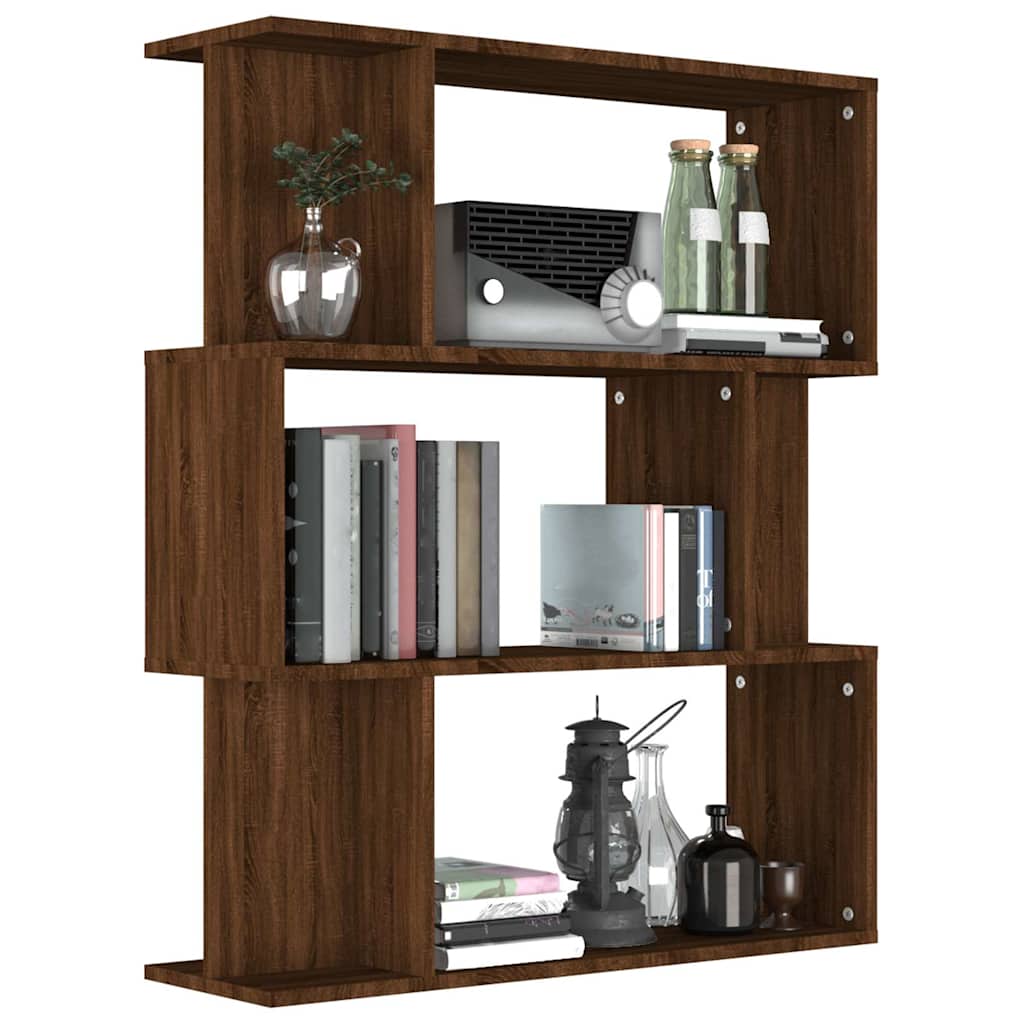 vidaXL Book Cabinet/Room Divider Brown Oak 80x24x96 cm Engineered Wood 4