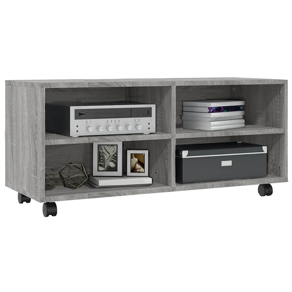 vidaXL TV Cabinet with Castors Grey Sonoma 90x35x35 cm Engineered Wood 3