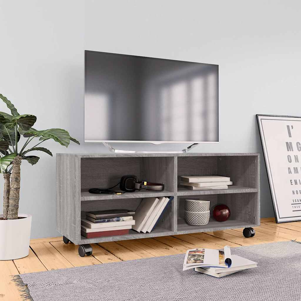 vidaXL TV Cabinet with Castors Grey Sonoma 90x35x35 cm Engineered Wood 1
