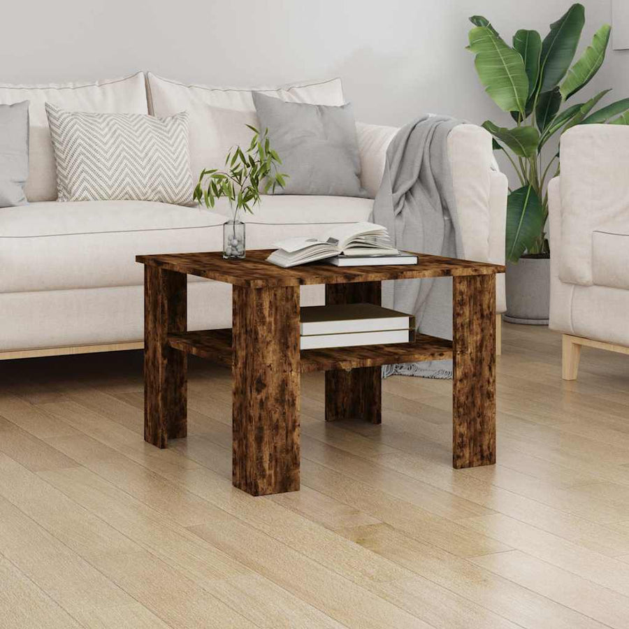 vidaXL Coffee Table Smoked Oak 60x60x42 cm Engineered Wood 1
