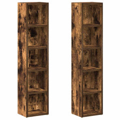 vidaXL CD Cabinets 2 pcs Smoked Oak 21x16x93.5 cm Engineered Wood 2