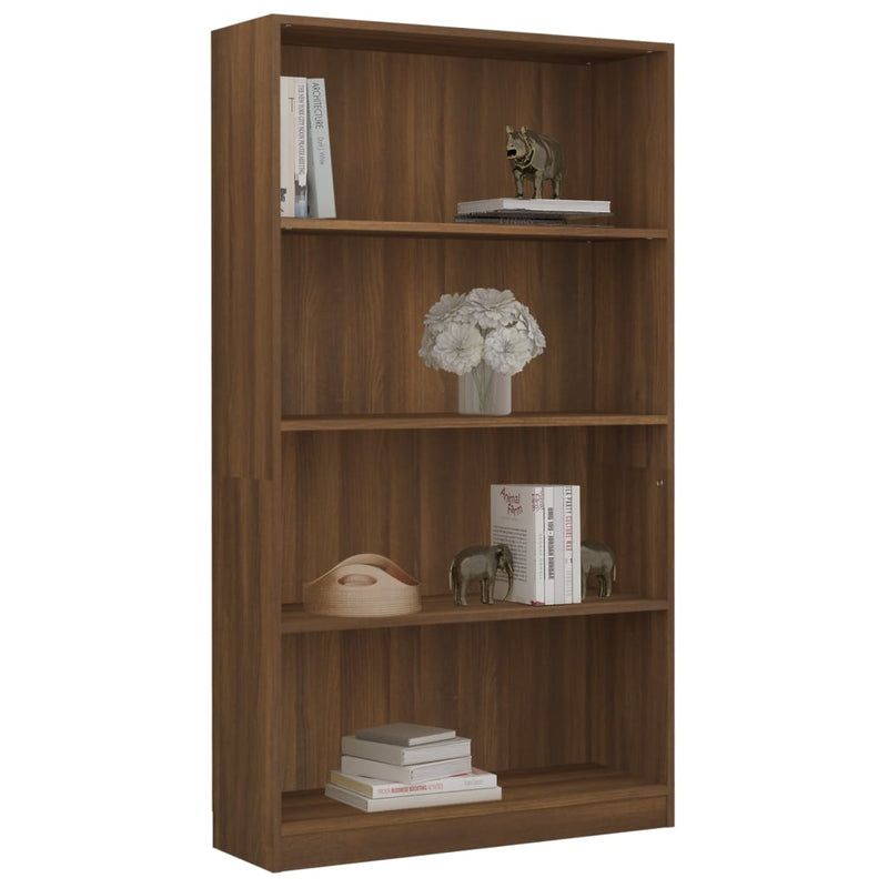 4-Tier Book Cabinet Brown Oak 80x24x142 cm Engineered Wood