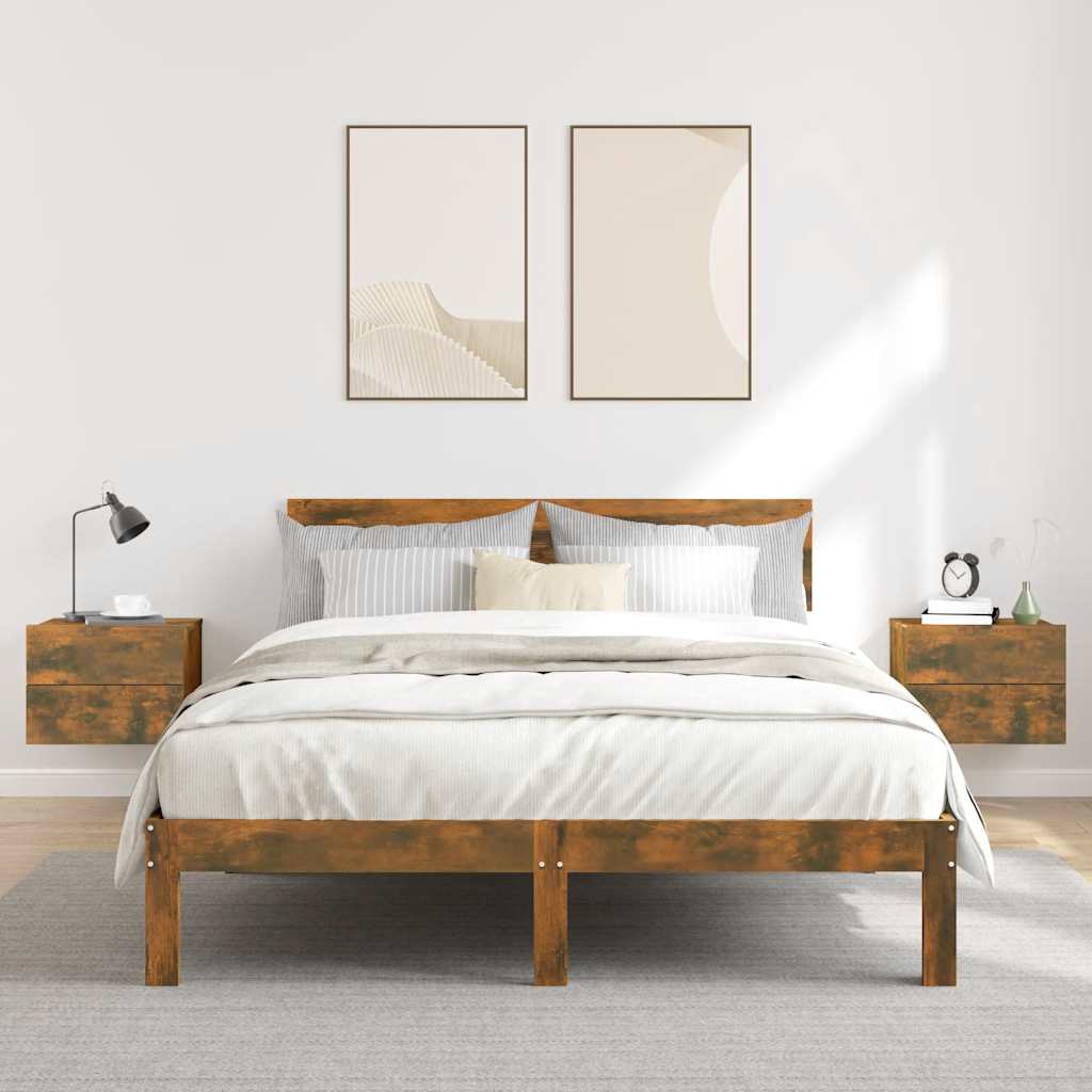 vidaXL Bedside Cabinets 2 pcs Smoked Oak 40x30x30 cm Engineered Wood 1
