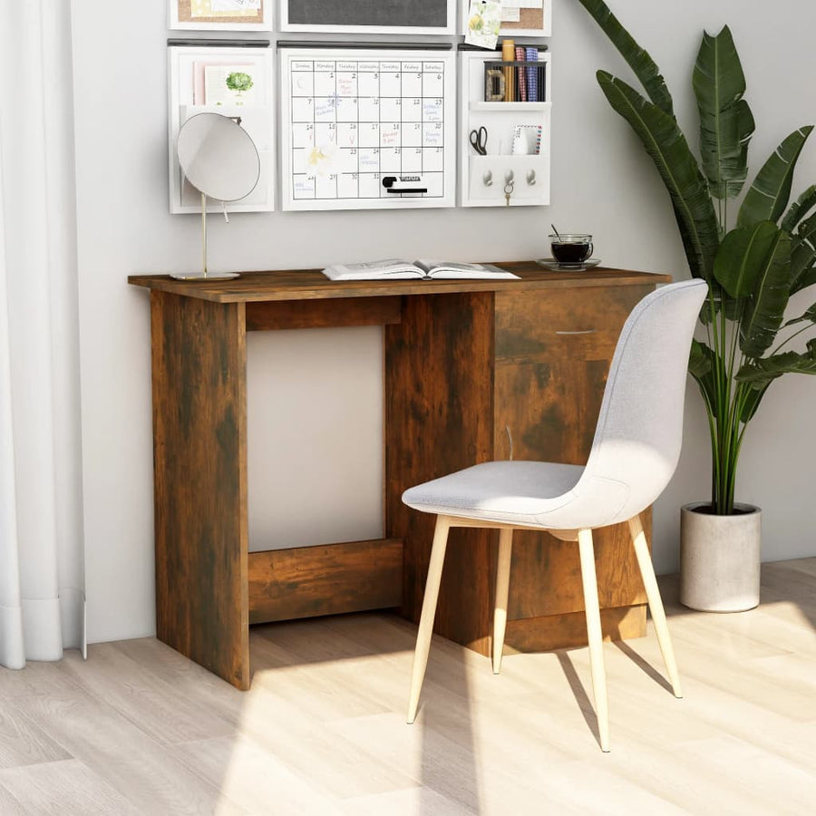 vidaXL Desk Smoked Oak 100x50x76 cm Engineered Wood 1