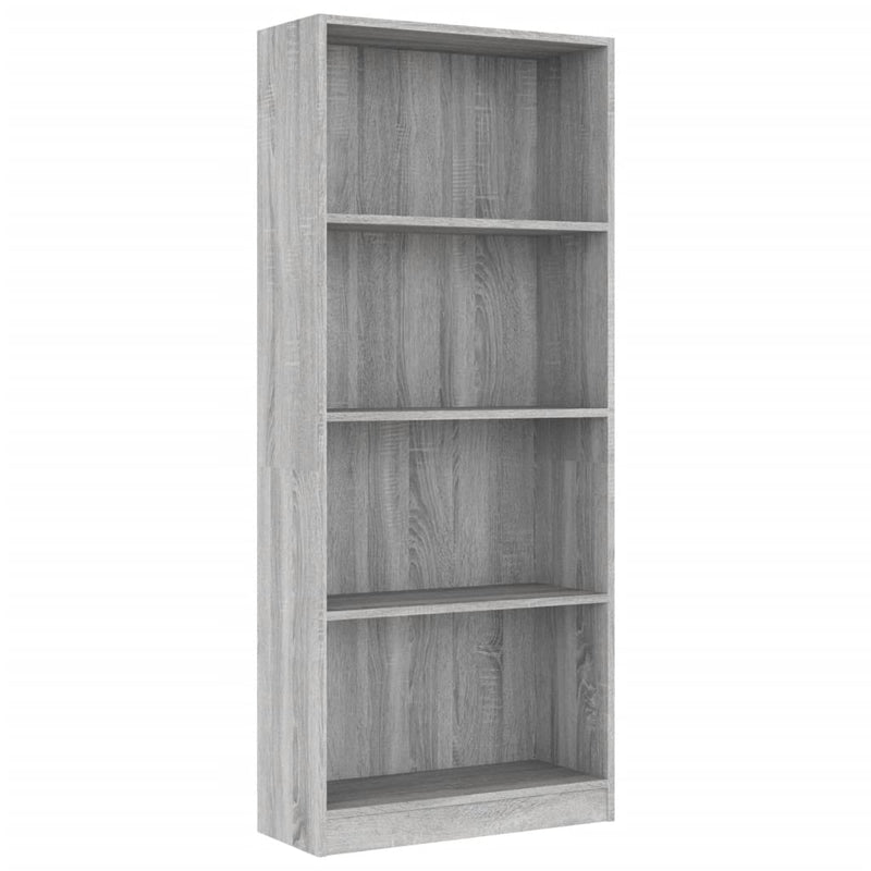 4-Tier Book Cabinet Grey Sonoma 60x24x142 cm Engineered Wood