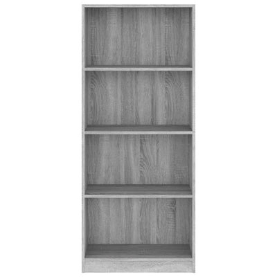 4-Tier Book Cabinet Grey Sonoma 60x24x142 cm Engineered Wood