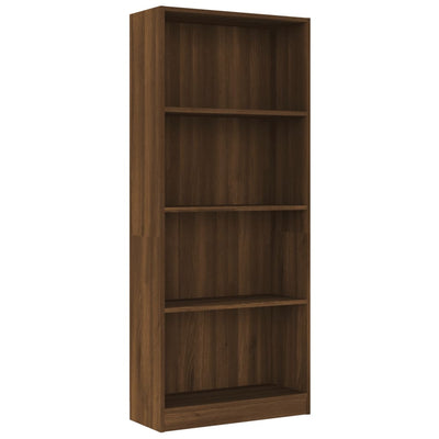 4-Tier Book Cabinet Brown Oak 60x24x142 cm Engineered Wood