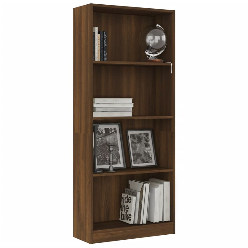 4-Tier Book Cabinet Brown Oak 60x24x142 cm Engineered Wood