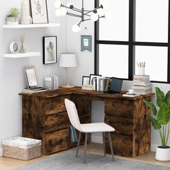 Corner Desk 145x100x76 cm Engineered Wood Smoked oak