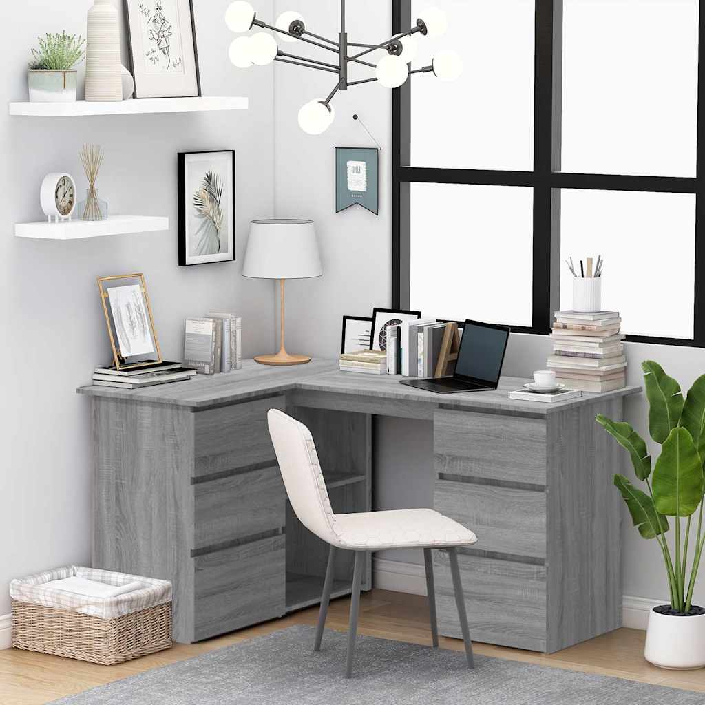 Corner Desk 145x100x76 cm Engineered Wood Grey sonoma