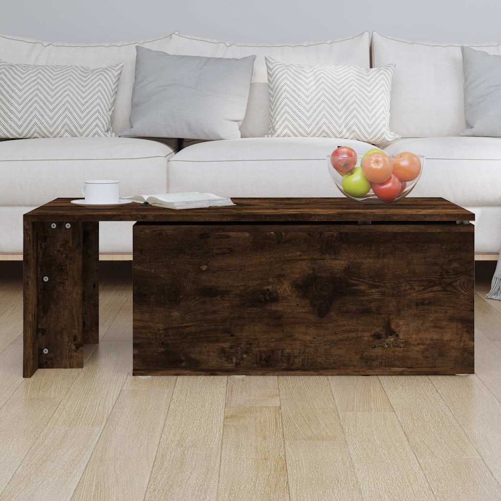vidaXL Coffee Table Smoked Oak 150x50x35 cm Engineered Wood 4