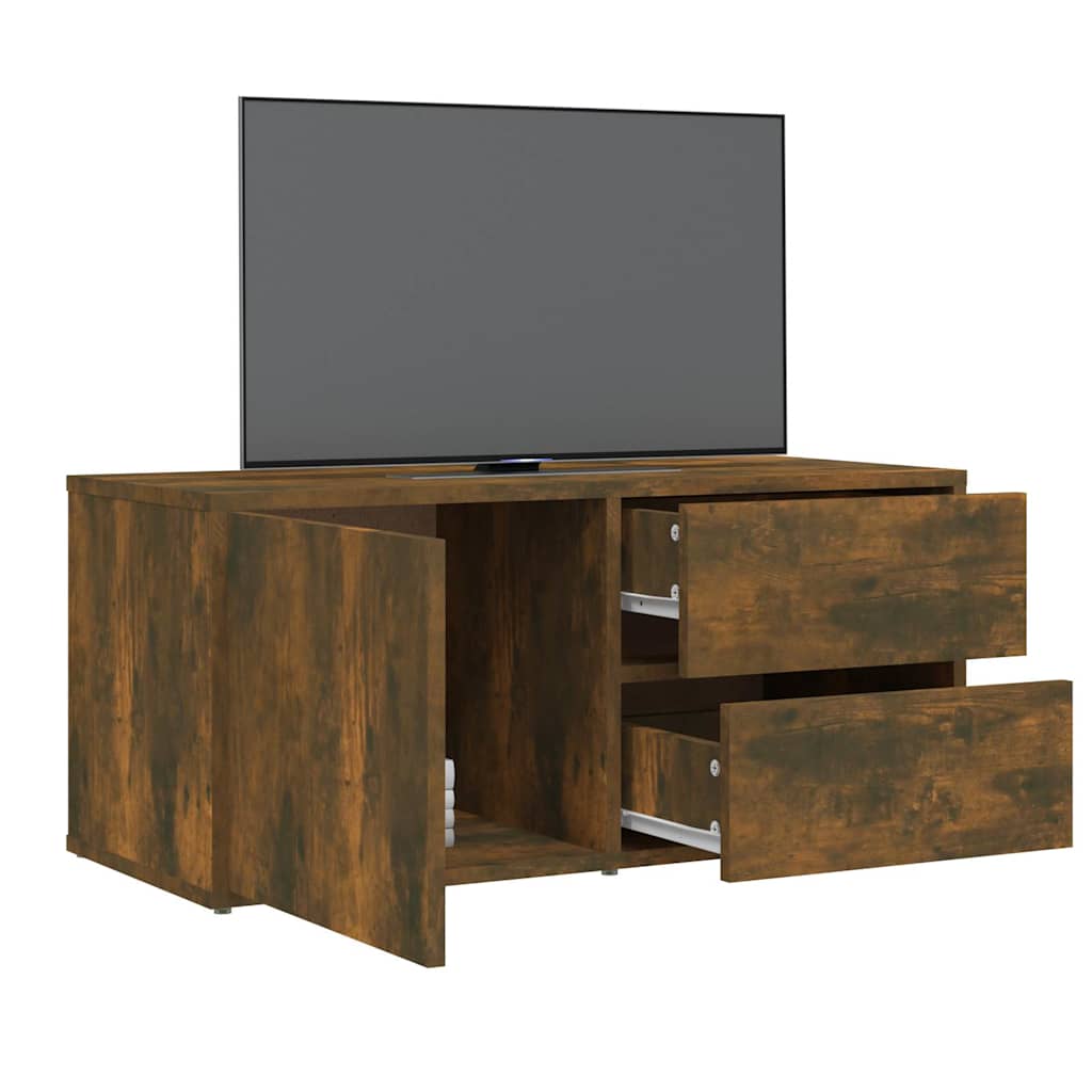 vidaXL TV Cabinet Smoked Oak 80x34x36 cm Engineered Wood 5