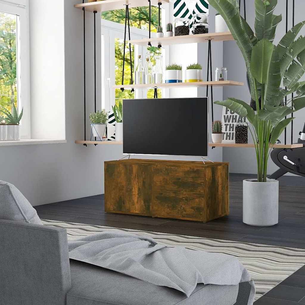 vidaXL TV Cabinet Smoked Oak 80x34x36 cm Engineered Wood 1