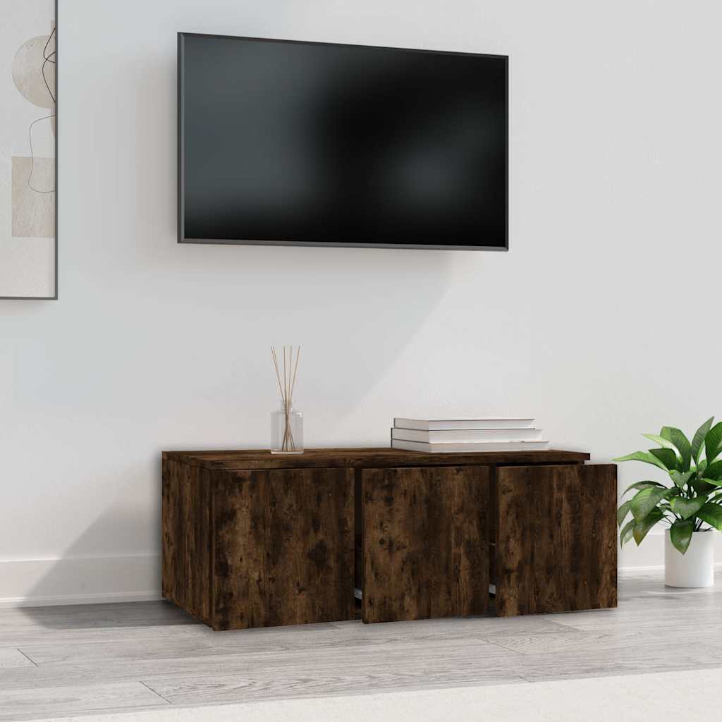 vidaXL TV Cabinet Smoked Oak 80x34x30 cm Engineered Wood 3