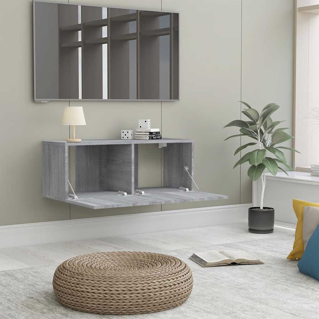vidaXL TV Cabinet Grey Sonoma 80x30x30 cm Engineered Wood 3