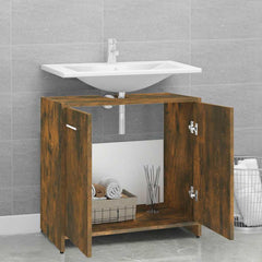 vidaXL Bathroom Cabinet Smoked Oak 60x33x60 cm Engineered Wood 3