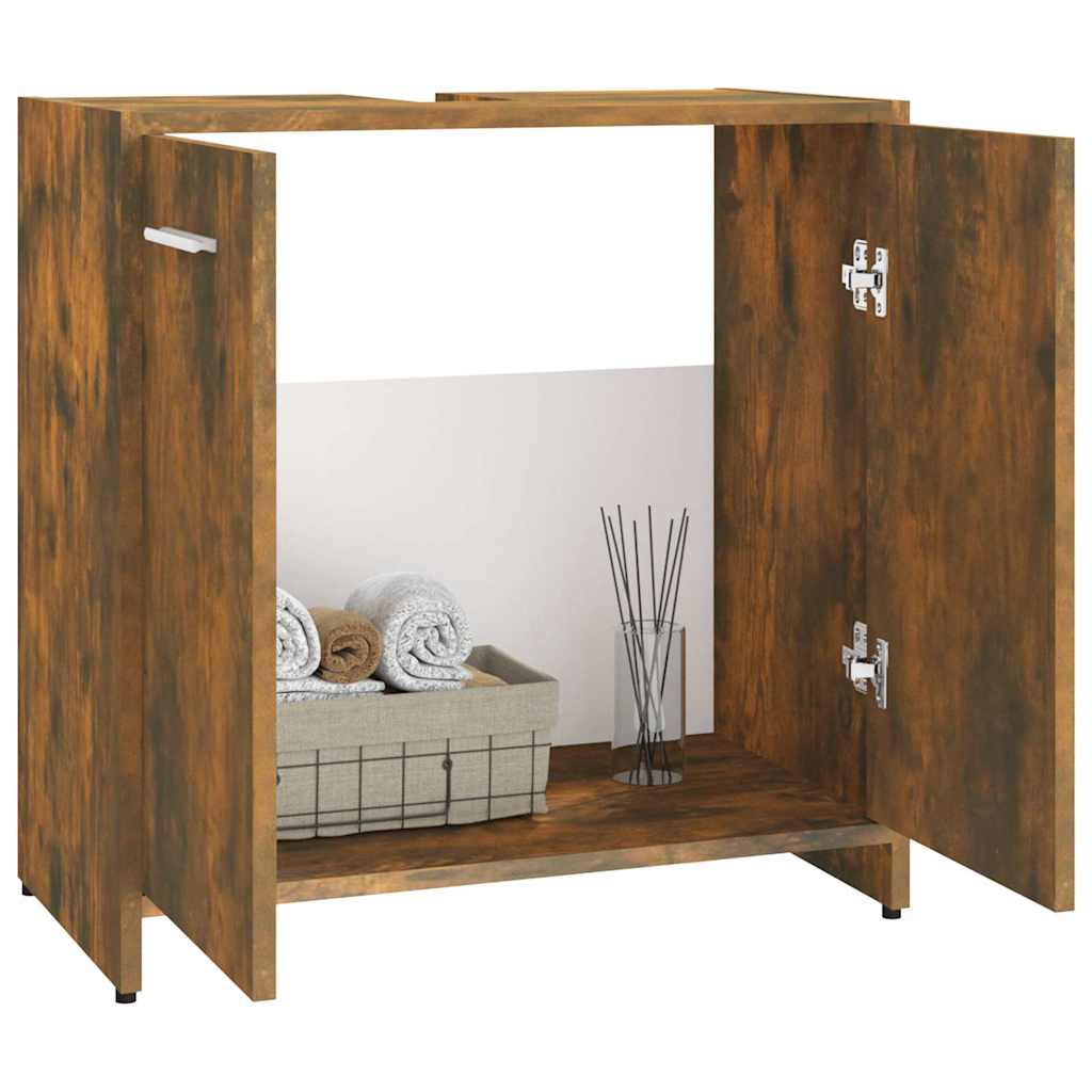 vidaXL Bathroom Cabinet Smoked Oak 60x33x60 cm Engineered Wood 4