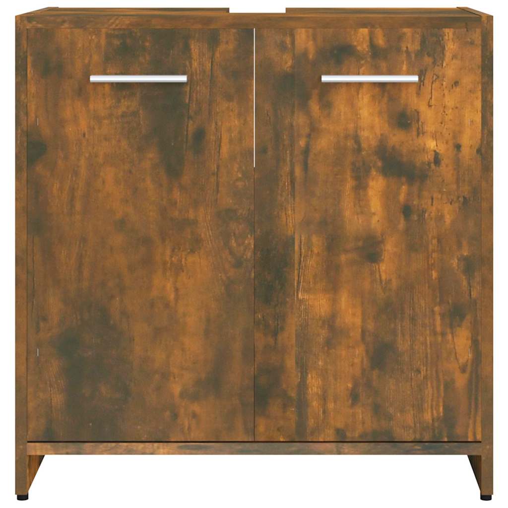 vidaXL Bathroom Cabinet Smoked Oak 60x33x60 cm Engineered Wood 5