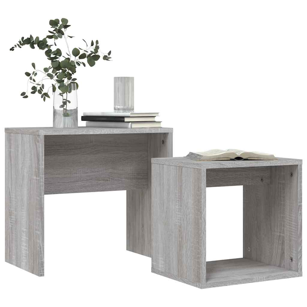 vidaXL Nesting Coffee Tables 2 pcs Grey Sonoma Engineered Wood 3