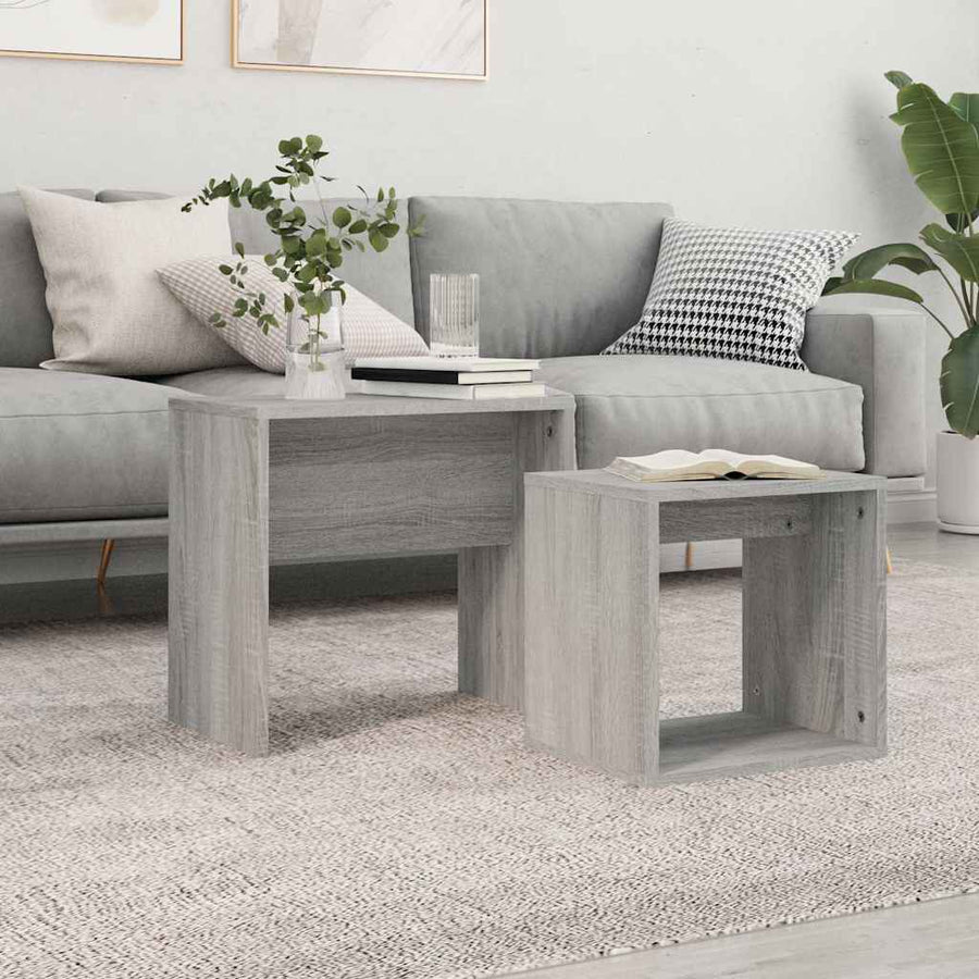 vidaXL Nesting Coffee Tables 2 pcs Grey Sonoma Engineered Wood 1