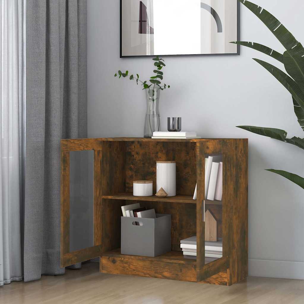 vidaXL Vitrine Cabinet Smoked Oak 82,5x30,5x80 cm Engineered Wood 3
