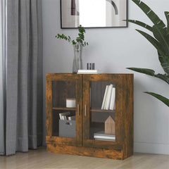 vidaXL Vitrine Cabinet Smoked Oak 82,5x30,5x80 cm Engineered Wood 1