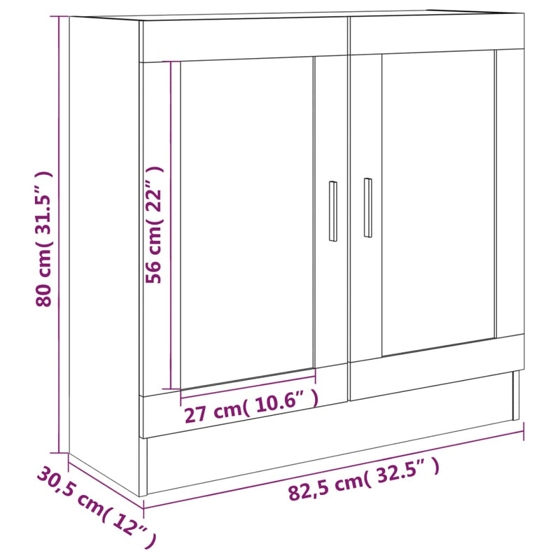 Vitrine Cabinet Brown Oak 82.5x30.5x80 cm Engineered Wood