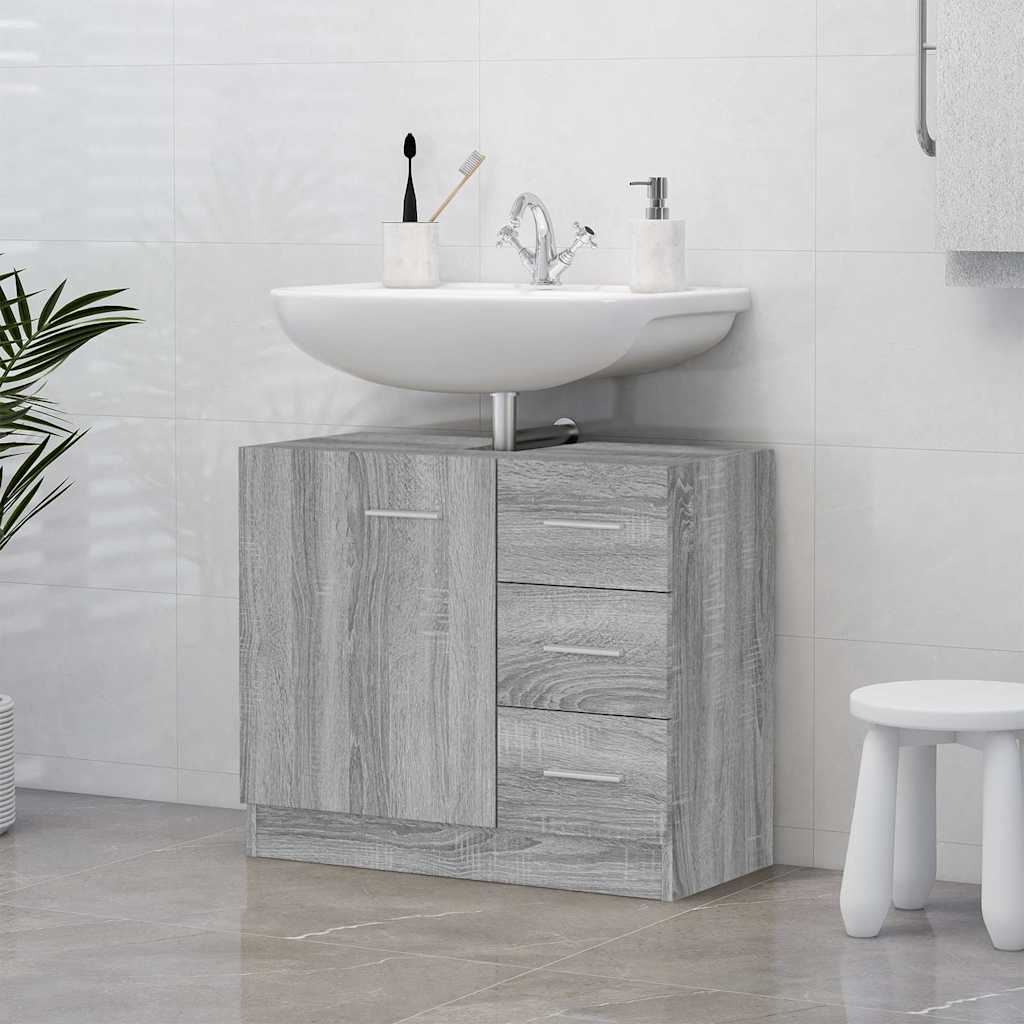 vidaXL Sink Cabinet Grey Sonoma 63x30x54 cm Engineered Wood 1