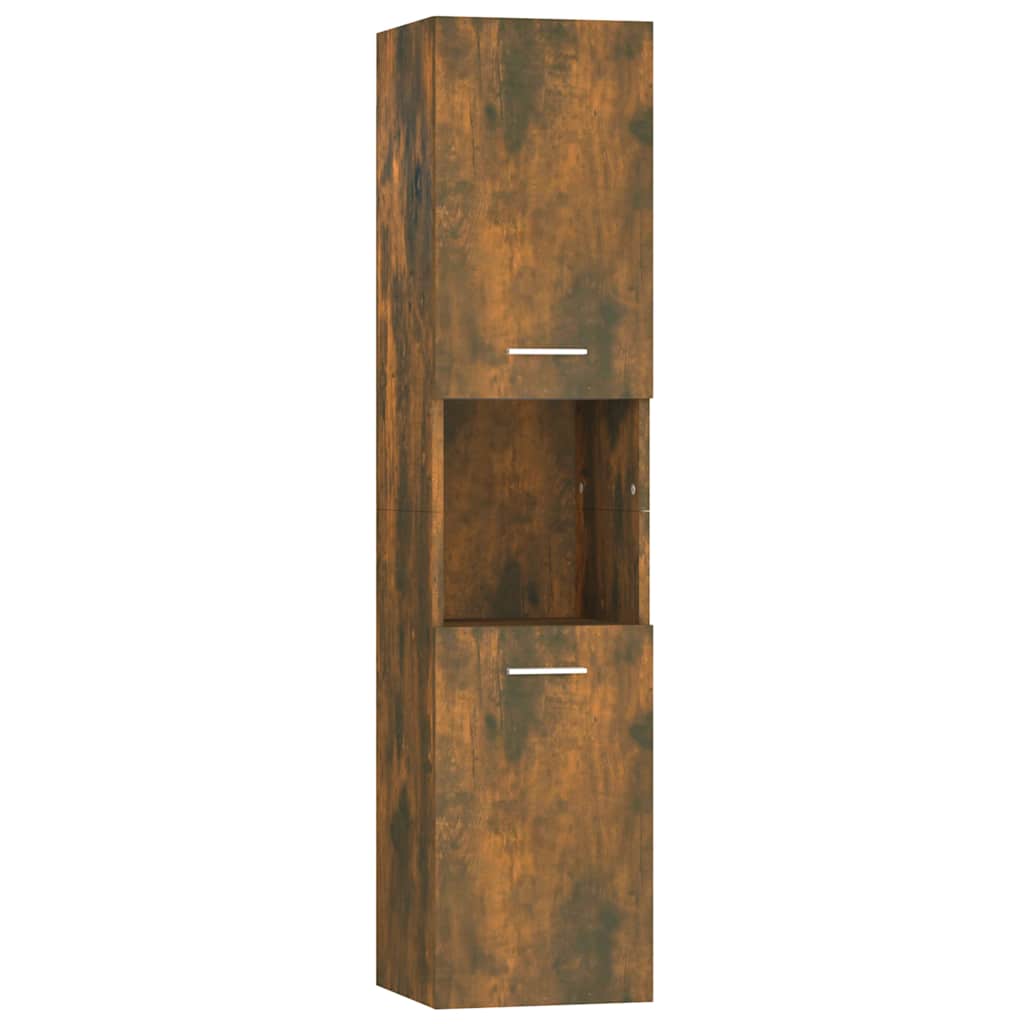vidaXL Bathroom Cabinet Smoked Oak 30x30x130 cm Engineered Wood 2