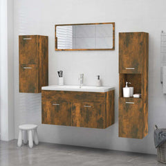 vidaXL Bathroom Cabinet Smoked Oak 30x30x130 cm Engineered Wood 3