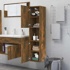 vidaXL Bathroom Cabinet Smoked Oak 30x30x130 cm Engineered Wood 4