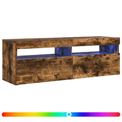 vidaXL TV Cabinet with LED Lights Smoked Oak 120x35x40 cm 2