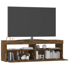 vidaXL TV Cabinet with LED Lights Smoked Oak 120x35x40 cm 3